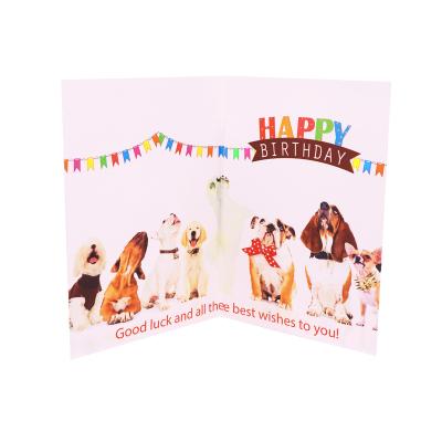 China Custom Europe LED Light Happy Birthday Music Invitation Card With Dog for sale