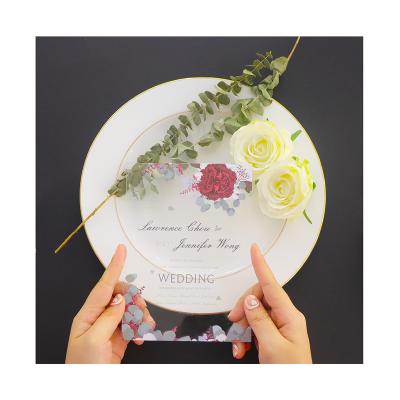 China Europe Luxury Custom Printing Acrylic Flower Design Invitations Wedding Invitation Greeting Cards for sale