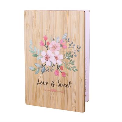 China Custom Europe Flower Love Wedding Invitation Card Bamboo UV Printing Sweet Card Valentine's Day Card for sale