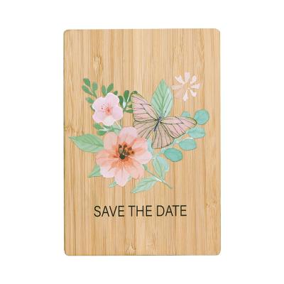 China Custom Europe Flower Bamboo UV Printing Wedding Invitation Card for sale