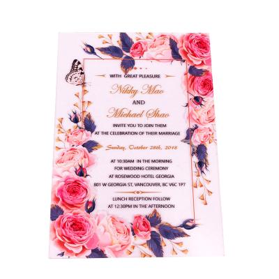 China Europe Customized Acrylic Wedding Invitation Card With Silk Printing for sale