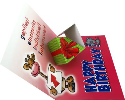 China Custom 3D Europe Pop Up Car Shape Happy Birthday Greeting Card Gift Card With Animal for sale