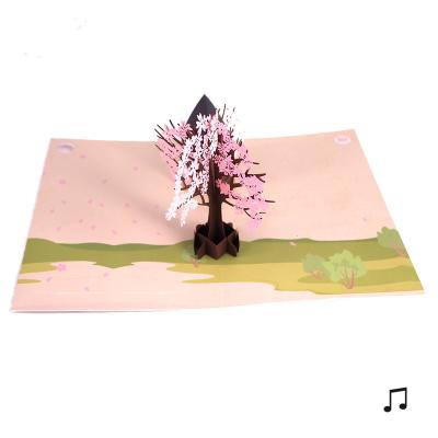 China Europe Cherry Blossom Pop Up House Custom Music Led Light Card for sale