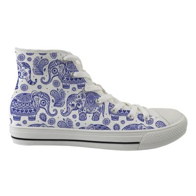 China China Custom Ladies Cotton Fabric Sneakers White Paintable Canvas Shoes,Custom Printed Canvas Sneakers for sale