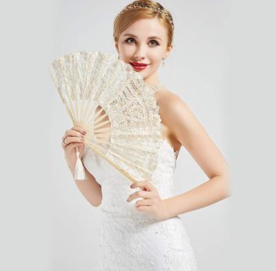 China China High Quality Colorful Handmade Ladies Lace Up Fan For Wedding Party And Events for sale