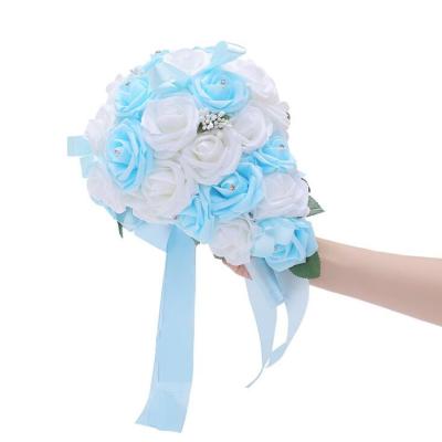 China Artificial flower bouquet bride wedding turnout flowers bouquet bridesmaid rose bouquet 18*25cm for sale