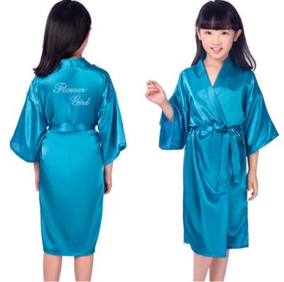 China Children's Solid Color Nightgown Satin Bathrobe Bridesmaids Silk Wedding Long Robes QUICK DRY for sale