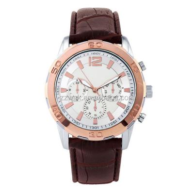 China New Design Non-Specific High Quality Alloy Case With Leather Band Mens Watch for sale