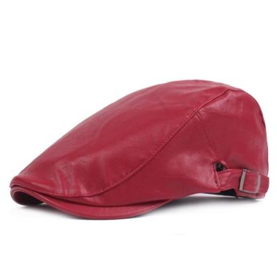 China Hot Autumn Winter Forward Hat Women's Ivy Hat Middle-aged And Older Image 2021 Men's PU Leather Beret for sale