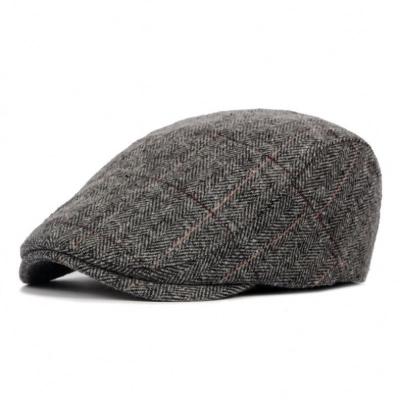 China British Classic Plaid Autumn Ivy Hat Forward Fifties and Older Autumn Winter Wool Tweed Beret Image 2021 for sale