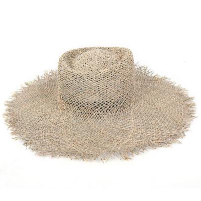 China Retro Lady Burrs Fringed Seagrass Straw Hats For Summer Beach Vacation Leisure Mesh Breathable Sunbonnet Women Sun Character Hat for sale