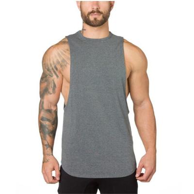 China 2021 New Men's Breathable Gym T-shirt Sleeveless Plus Size Gym Vest Cotton Spandex for sale