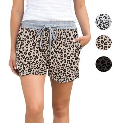 China 2021 Summer New Anti-wrinkle Leopard Print Fashionable Custom Size Drawstring Casual Drawstring Shorts Women for sale