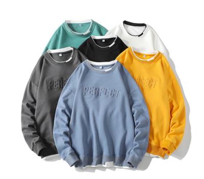 China 2021 New QUICK DRY men's crewneck sweatshirt 3d pullover embossed 100% cotton crewneck sweatshirt for sale