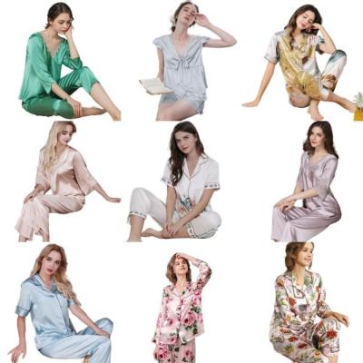 China Amazon QUICK DRY Hot Selling Women's Pajamas 2 Pieces Set Women's Silk Pajamas for sale