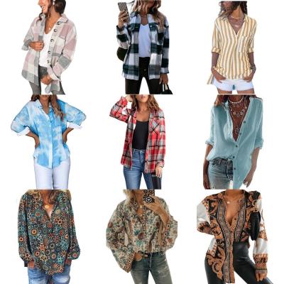 China Anti-pilling 2022 Women's Casual V-Neck Long Sleeve Shirts Fall Tops For Women Blouses for sale