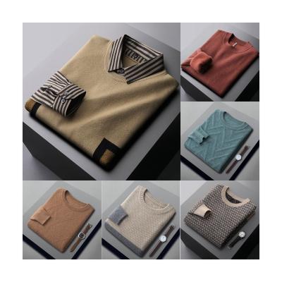 China Wholesale Customized anti-pilling woolen sleeved long knitted sweater, jacquard knitted men's sweater for sale