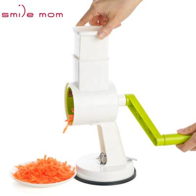 China Sustainable Smile Mum 3 in 1 Mini Rotary Vegetable Slicer Cheese Multi Drum Grater Kitchen Slicer for sale