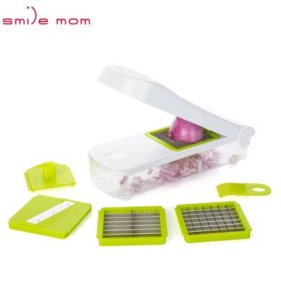 China Viable Multifunctional Mandoline Slicer Smile Mama 4 in 1 Plastic Manual Kitchen Onion Slicer Vegetable Dicer with Guard Kitchen Hand Gadgets for sale