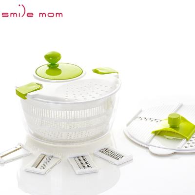 China Sustainable Smile Mum 7 in 1 4L Multi Kitchen Salad Set Vegetable Hand Grater Slicer - Vegetable Dryer Salad Spinner Kitchen Accessories Salad Spinner for sale