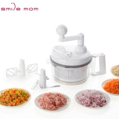 China Smiling Mummy 4 in 1 Multi Food Processor 1.15L Mixing & Separating Egg - Vegetable Dryer - Quick Hand Chopper Through Rotating Handle for sale