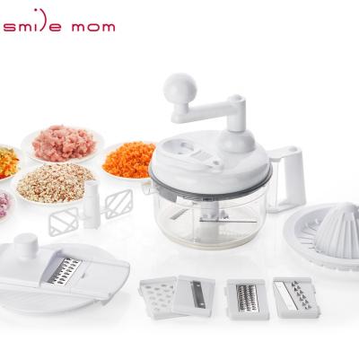 China 10 Viable in 1 Food Processor 1.15L Multi - Kitchen Accessories - Vegetable Slicer Grater - Salad Spinner - Manual Food Cleaver for sale