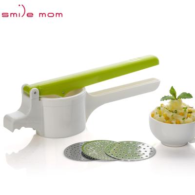 China Smile Mom's Viable Kitchen 3 Interchangeable Mashed Potato Maker - Manual Potato Chipper Mash Potato Slicer for sale