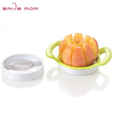 China Sustainable Smile Mom 2 in 1 Manual Fruit Slicer Apple Mango Slicer Stainless Steel Hand Fruit Slicer for sale