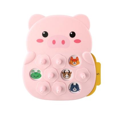 China Early Education Toy Matching Game Cartoon Pig Shape Funny Easy Memory Round Card Color Memory Chess Wooden Toy for sale