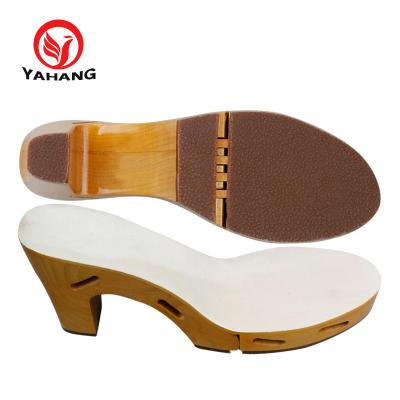 China Wooden Soles For Shoes Making Women Wooden Shoe Outsole Ladies Wedge Shoe Sole for sale