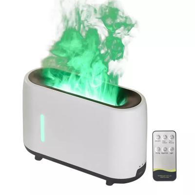 China Hotel 240ml Flame Humidifier Essential Oil Aroma Diffuser With Remote Control RGB Color Light Up Simulation Fire Effect for sale