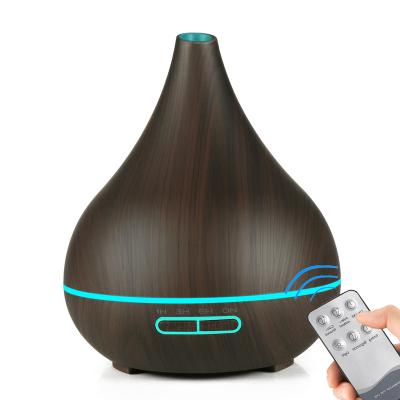 China New Design Hotel Wifi Control Water Humidifier Aromatherapy Essential Oil Diffuser Wooden Grain Vase Shape 400ml Essential Oil Diffusers for sale