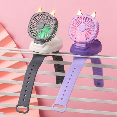 China Hot Selling Adjustable Cat Shape Mini Air Cooler Fan For Outdoor Portable Travel USB Fan Mini Rechargeable Watch for sale