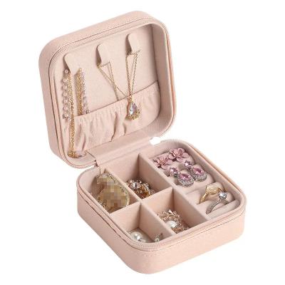 China Newest Hot Sale Travel Storage Necklace Packaging Leather Boxes Show Case Ring Pendant Earring Jewelry Organizers for sale