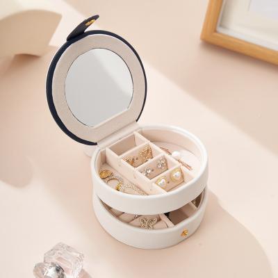 China Newest Women Girls Earrings Ear Stud Box Organizer Portable Jewelry Storage PU Leather Case Small Travel Jewelry Boxes for sale