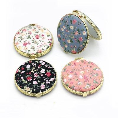 China Portable Double Sided Folding Magnifying Mini Retro Pocket Flower Mirror Cosmetic Mirror Female Gifts for sale