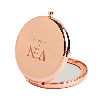 China Custom Logo Round Pocket Mirror 7cm Compact Mirror Makeup Mirror Wedding Favor Portable Magnifying Gift for sale