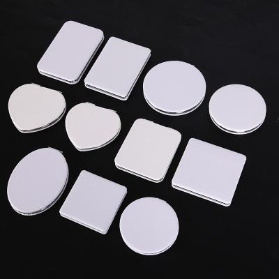 China White Round Square PU Leather Pocket Magnifying Heart Shaped Mirror Make Women Portable Folding Cosmetic Mini Makeup Mirror Compact for sale