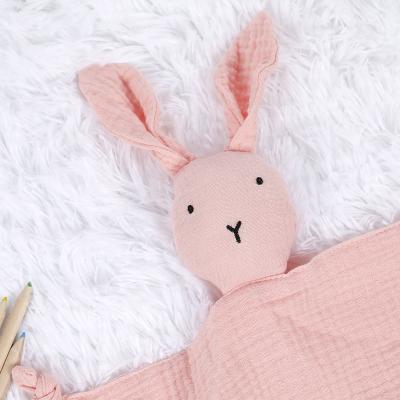 China Toy Rabbit Muslin Bunny Security Stuffed Animals Soft Toy Baby Gift Sets Sleeping Comforter Cover Anti-pilling Organic Cotton for sale