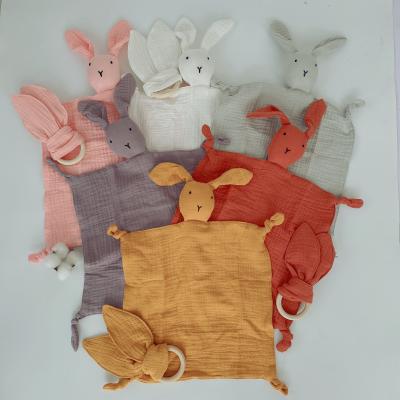 China Wholesale Custom Plush PORTABLE Bunny Comforter Baby Blanket, Good Quality Muslin Comforters Cheap Safety Kids Rabbit Bibs Blanket for sale