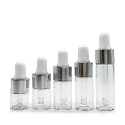 China 1/2/3/4/5ml Wholesale factory price custom mini Essential oil Dropper bottle round liquid bottle with dropper for sale