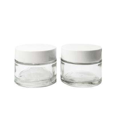 China Glass Jar Mask Bottle10g15g20g30g50g Clear Glass Cream Bottle White Plastic Cap for sale