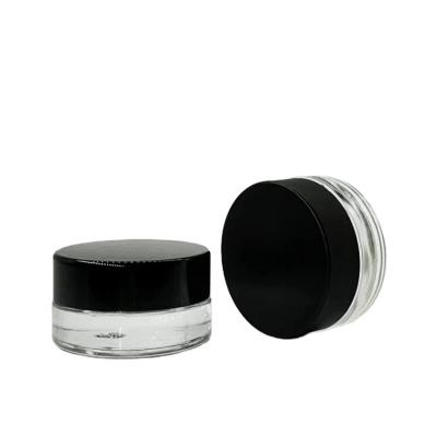 China Transparent glass black lid 3g 5g eye cream bottle eye shadow bottle thick bottom for sale