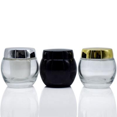 China Glass jar 50g100g transparent black mask bottle with white liner for sale