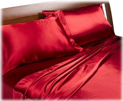 China Nondisposable 100% Polyester Wedding /Bedding Satin Solid Color Sheet Set Set for sale