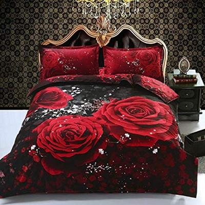 China Disposable 3D 4pcs Printed Bedding Quilt Cover Comforter Bedding Sets Bed Sheet On Sale for sale