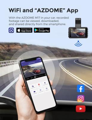 China AZDOME M17 3inch IPS screen waterproof 1080P dash cam support 1080P wifi FHD dash cam for sale