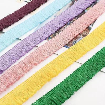 China MANY COLOR running fringe 2.5cm encrypted ingot polyester lace trim short seam fringe tassel for clothes curtain 1pack 25m for sale