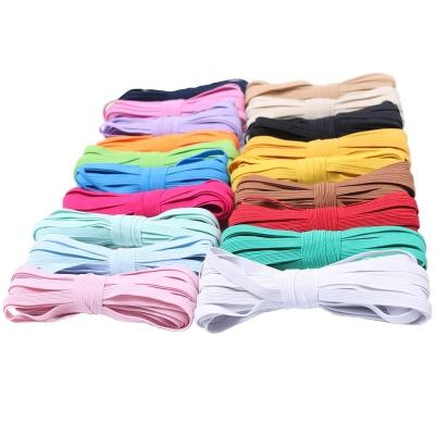 China Viable Colorful 6mm Flat Elastic Bands Rope Elastic Band Spandex Ribbon High Elastic Adjustment for sale