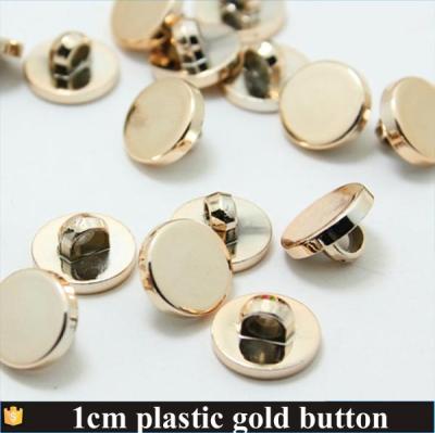 China Custom Plastic Dry Cleaning Classic 1 Holes Polyester Round Gold Metal Look Buttons For Shirts for sale